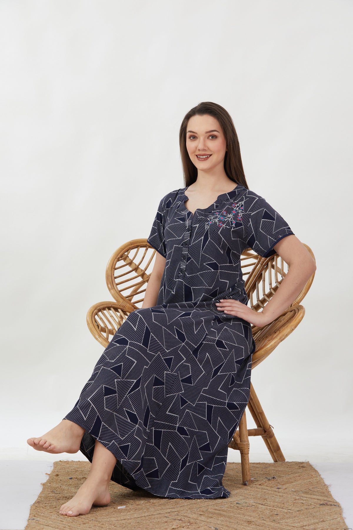 New Alpine Embroidery Nighties | Zip Less Model | Soft Alpine | Comfort Nighties for Stylish Women (CPL)