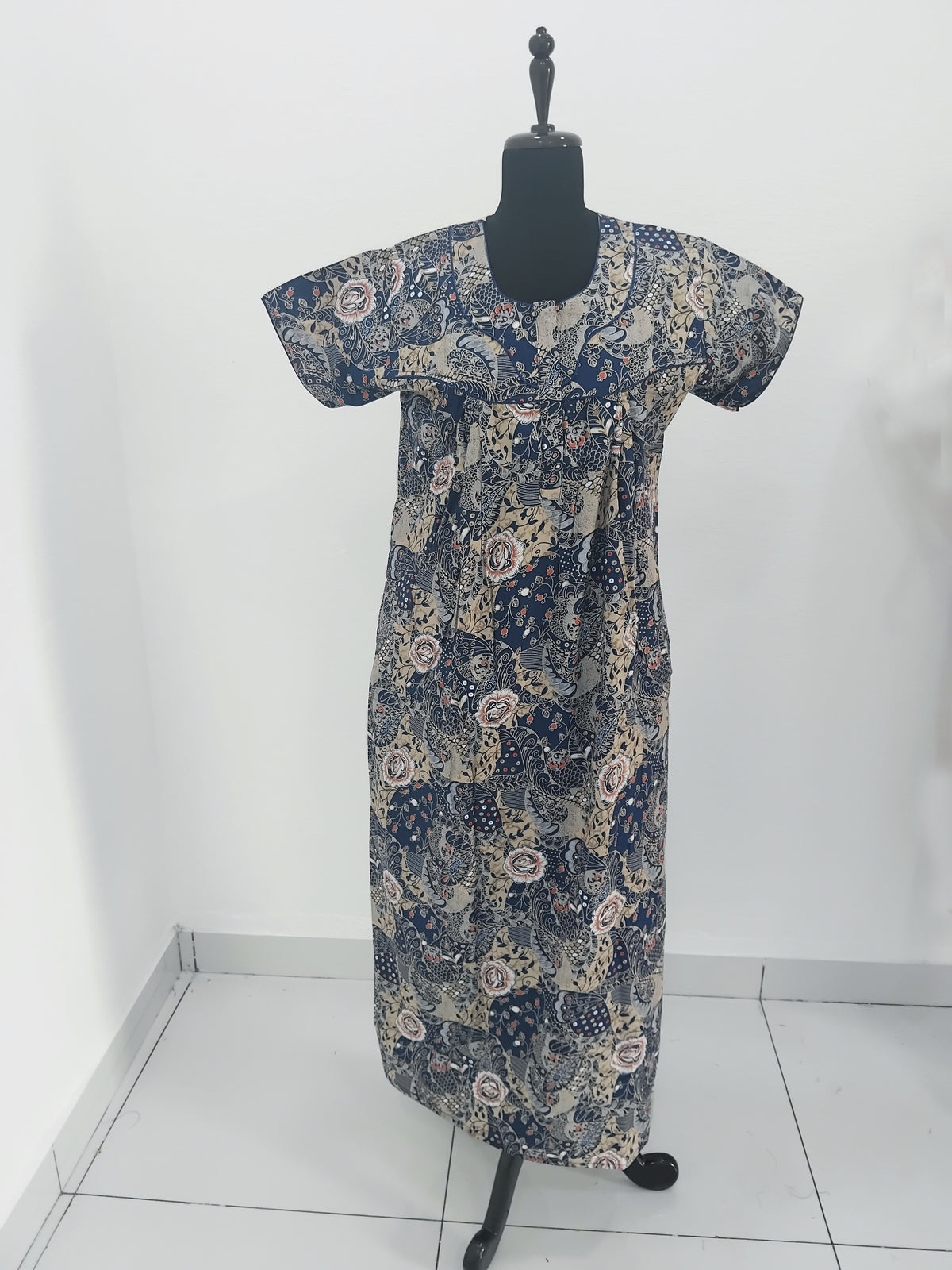 Regular Fit Cotton Printed Pleated Nighties