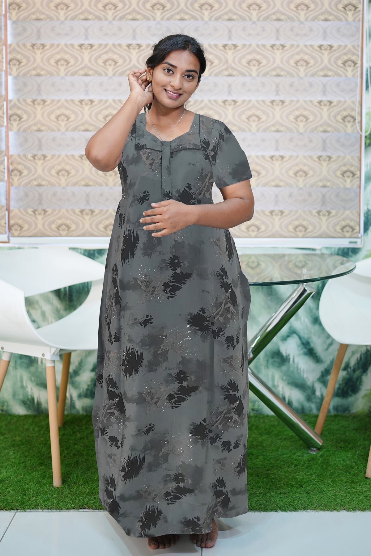 MANGAI New Regular Fit Cotton Printed Nighties - All Over Printed Stylish Nightwear for Stylish Women | Side Cut Pocket | Beautiful Nighties for Stylish Women's | Colorful Printed Cotton Nighties (MPL)
