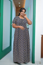 MANGAI New Regular Fit Cotton Printed Nighties - All Over Printed Stylish Nightwear for Stylish Women | Side Cut Pocket | Beautiful Nighties for Stylish Women's | Colorful Printed Cotton Nighties (CTCC)