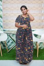 Regular Fit Cotton Printed Pleated Nighties