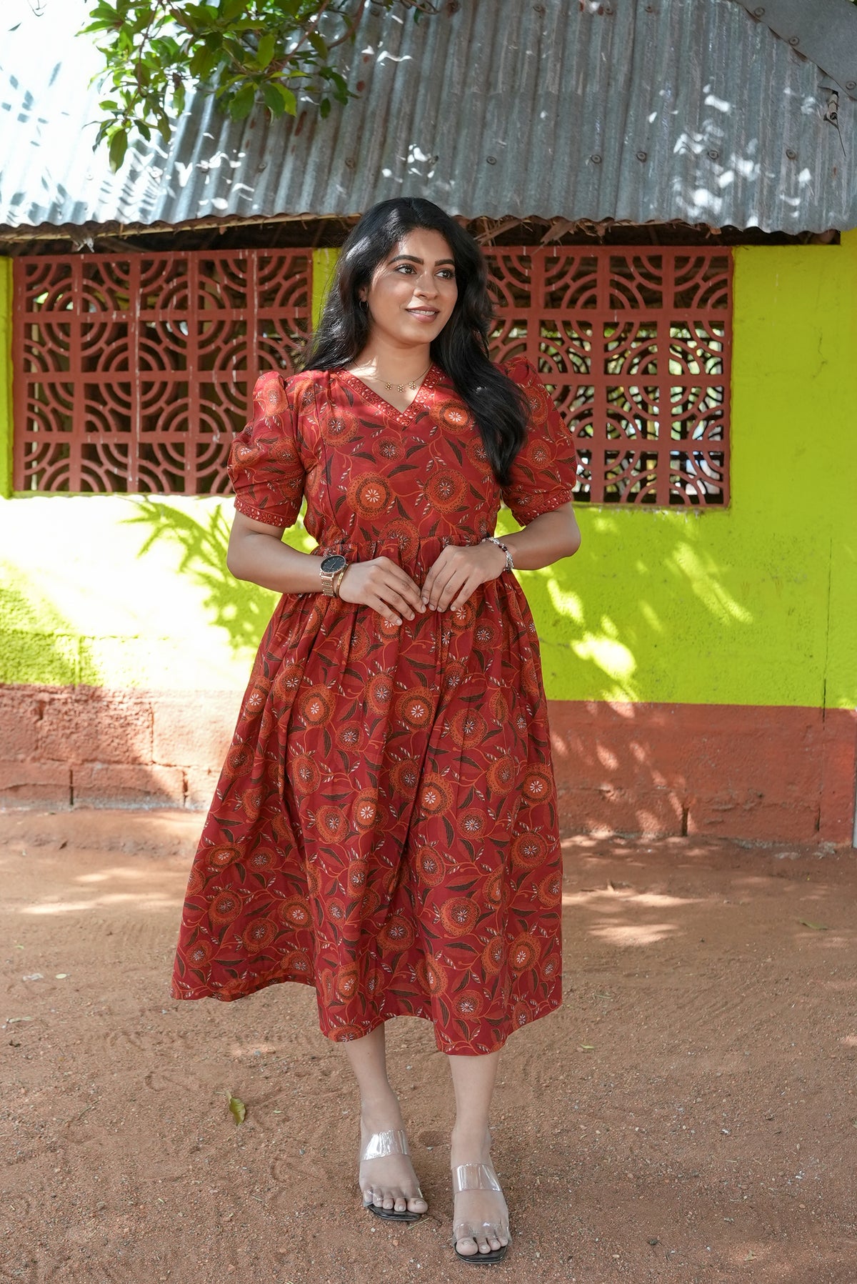 New Mangai Cotton Feeding MAXI Soft & Smooth Cotton | Invisible Vertical Feeding Zipper | Side Pockets | Back Adjustable Tie Rope |Casual & Maternity Wear (JFM)