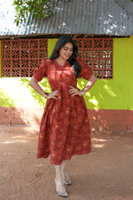 New Mangai Cotton Feeding MAXI Soft & Smooth Cotton | Invisible Vertical Feeding Zipper | Side Pockets | Back Adjustable Tie Rope |Casual & Maternity Wear (JFM)