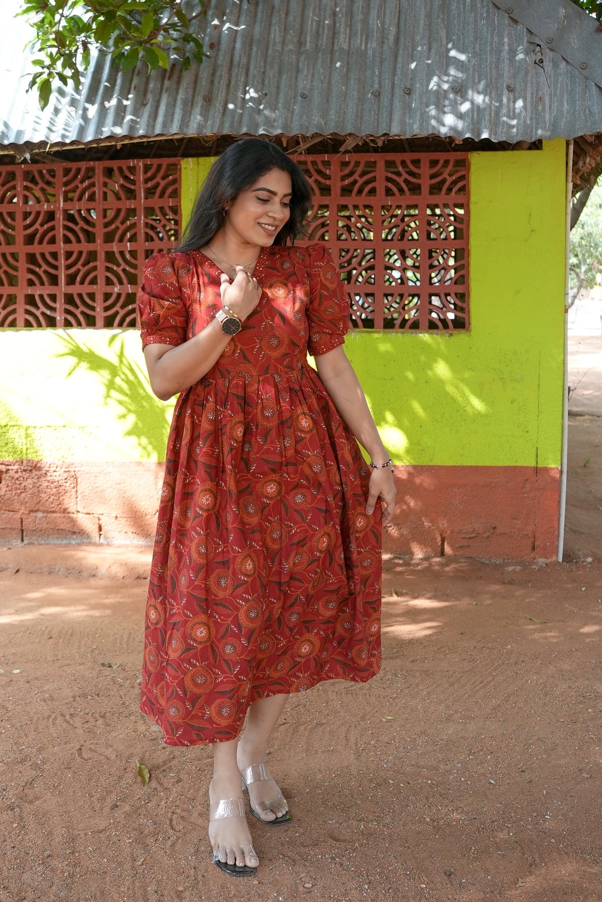 New Mangai Cotton Feeding MAXI Soft & Smooth Cotton | Invisible Vertical Feeding Zipper | Side Pockets | Back Adjustable Tie Rope |Casual & Maternity Wear (JFM)