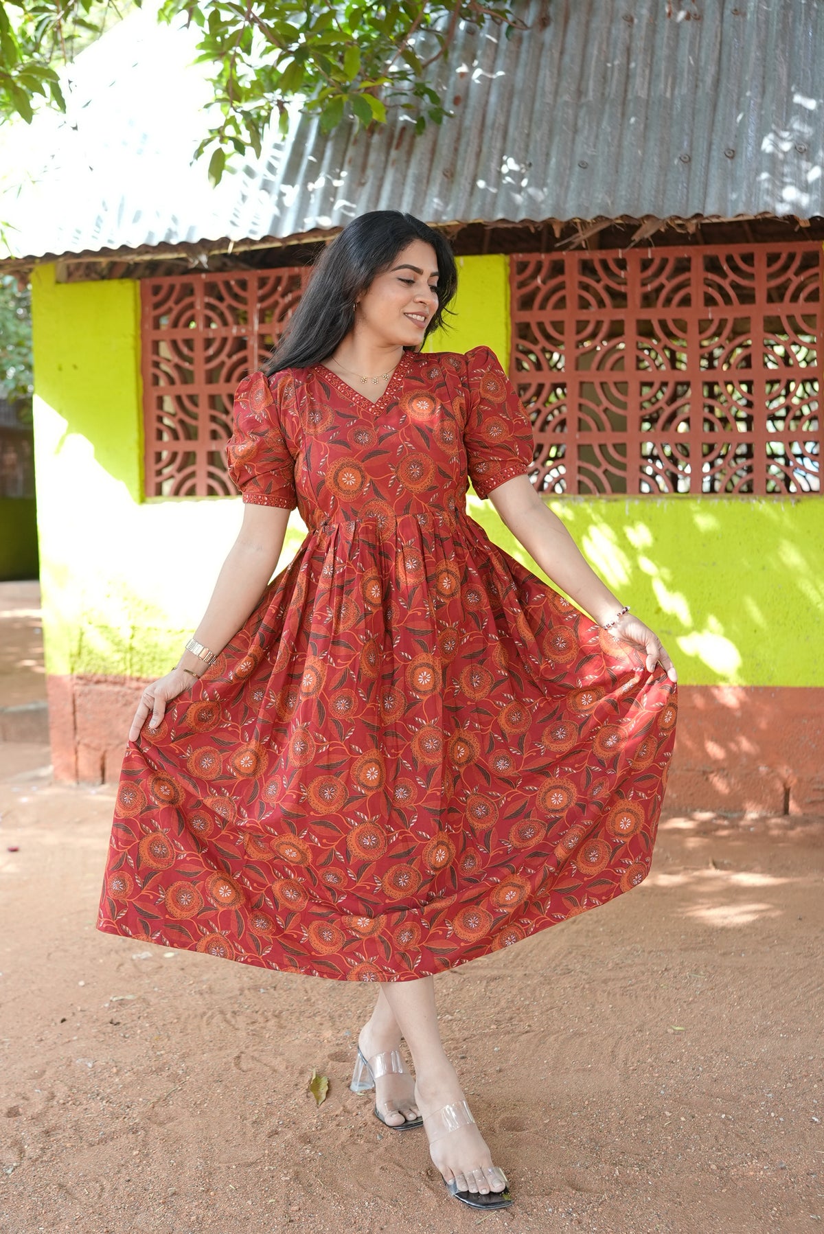 New Mangai Cotton Feeding MAXI Soft & Smooth Cotton | Invisible Vertical Feeding Zipper | Side Pockets | Back Adjustable Tie Rope |Casual & Maternity Wear (JFM)