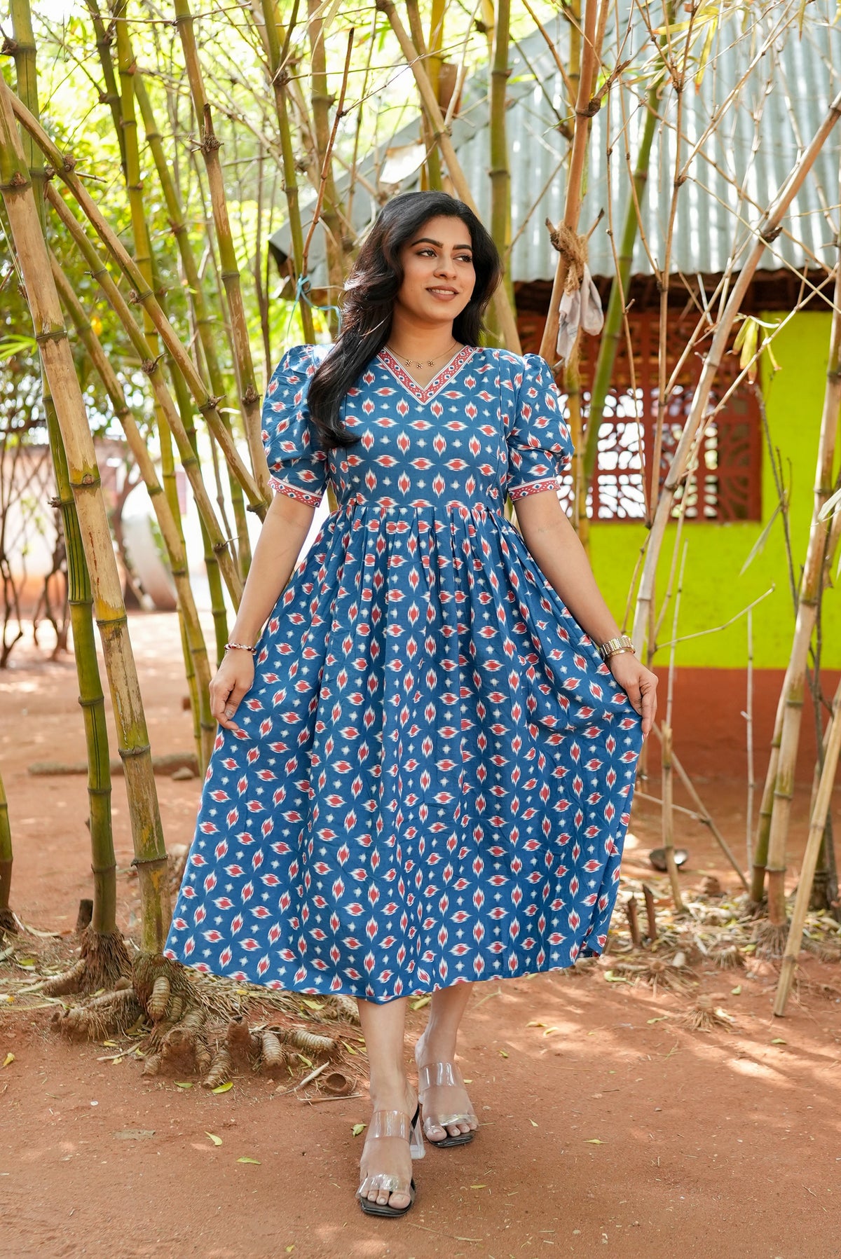 New Mangai Cotton Feeding MAXI Soft & Smooth Cotton | Invisible Vertical Feeding Zipper | Side Pockets | Back Adjustable Tie Rope |Casual & Maternity Wear (JFM)