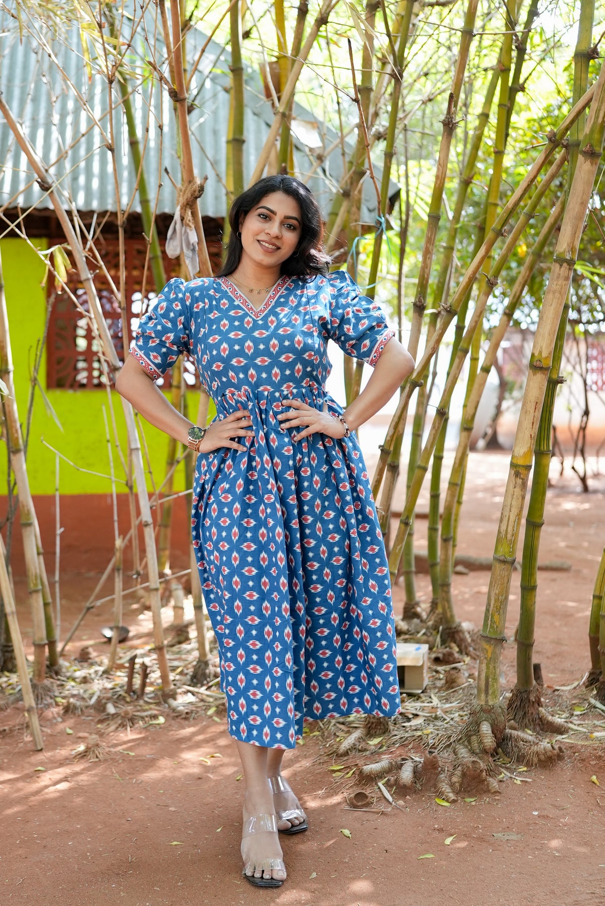 New Mangai Cotton Feeding MAXI Soft & Smooth Cotton | Invisible Vertical Feeding Zipper | Side Pockets | Back Adjustable Tie Rope |Casual & Maternity Wear (JFM)