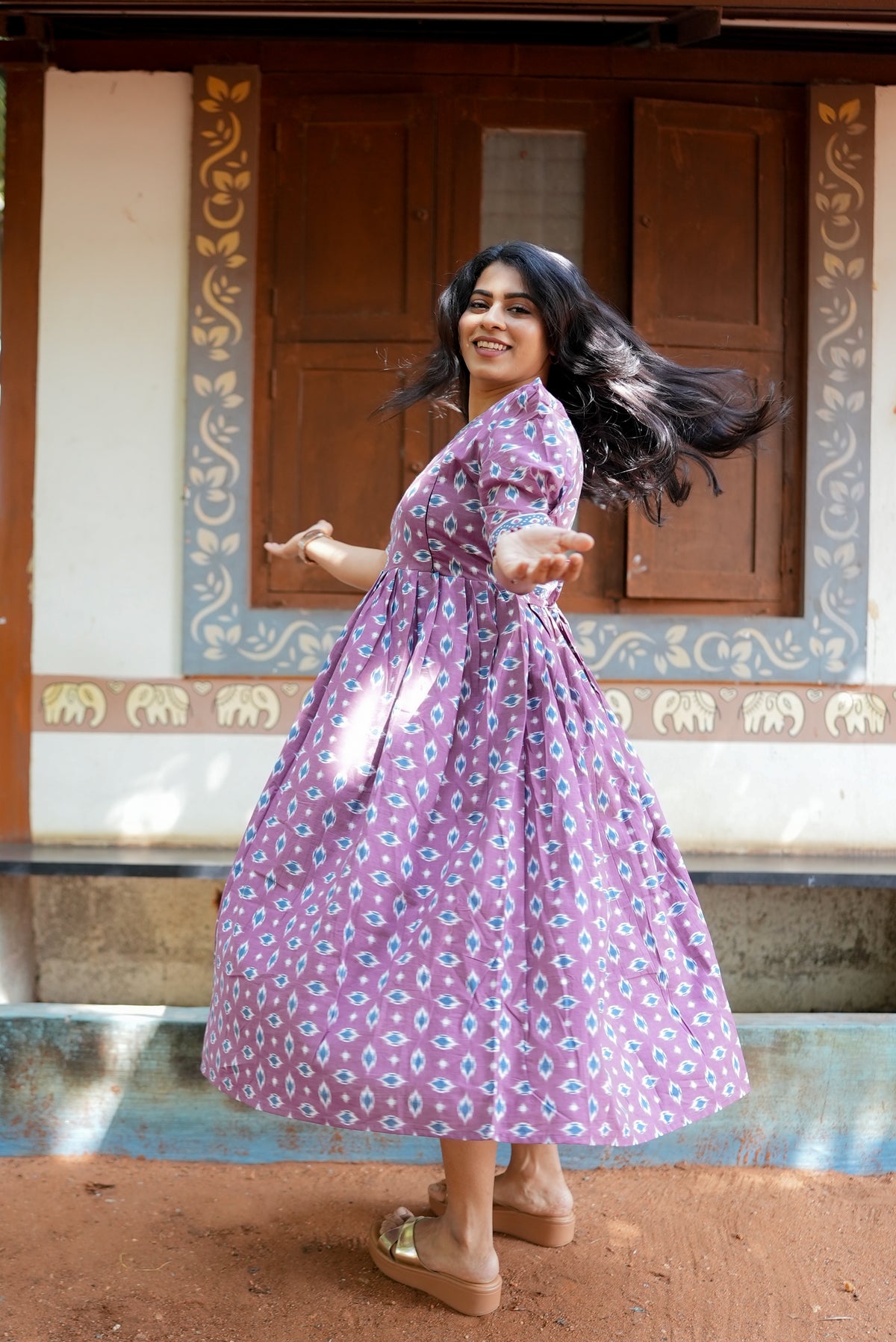 New Mangai Cotton Feeding MAXI Soft & Smooth Cotton | Invisible Vertical Feeding Zipper | Side Pockets | Back Adjustable Tie Rope |Casual & Maternity Wear (JFM)