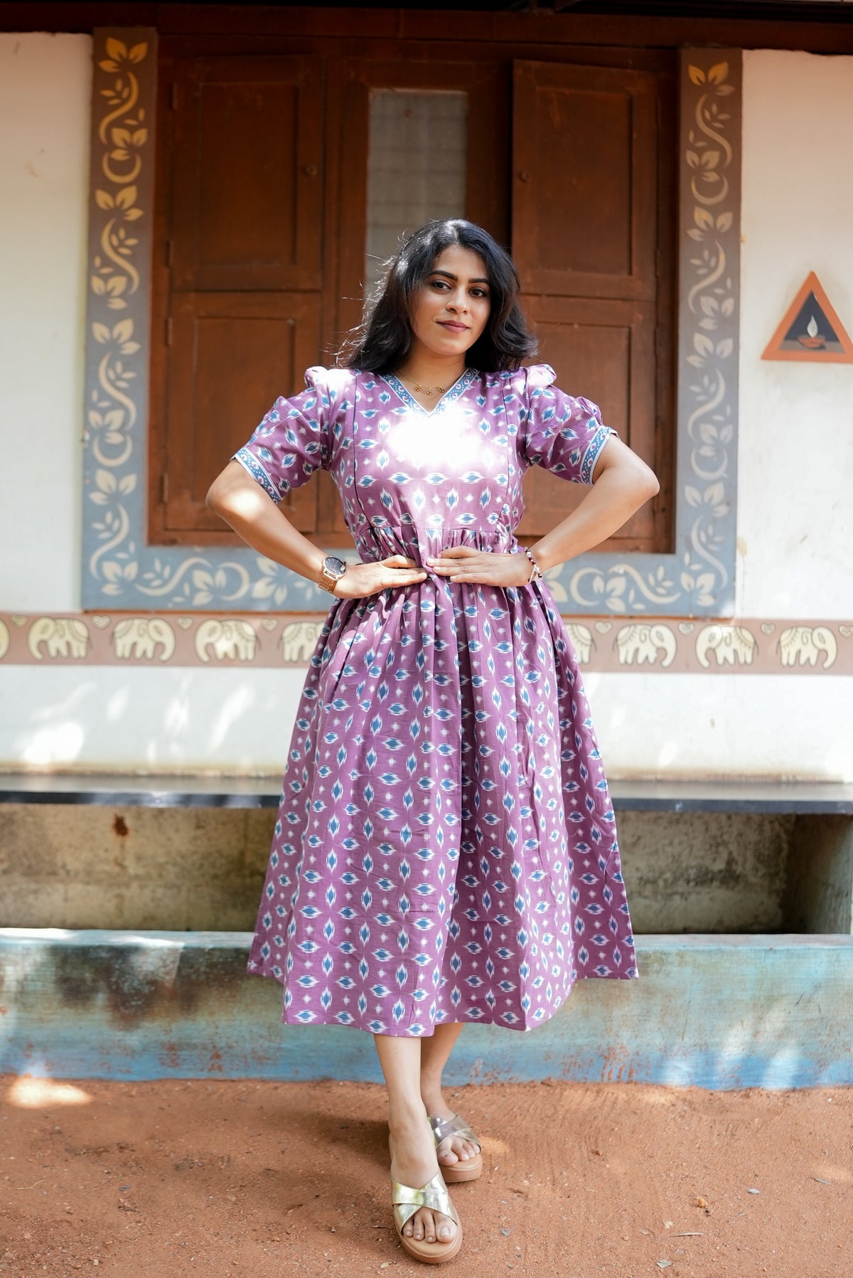 New Mangai Cotton Feeding MAXI Soft & Smooth Cotton | Invisible Vertical Feeding Zipper | Side Pockets | Back Adjustable Tie Rope |Casual & Maternity Wear (JFM)