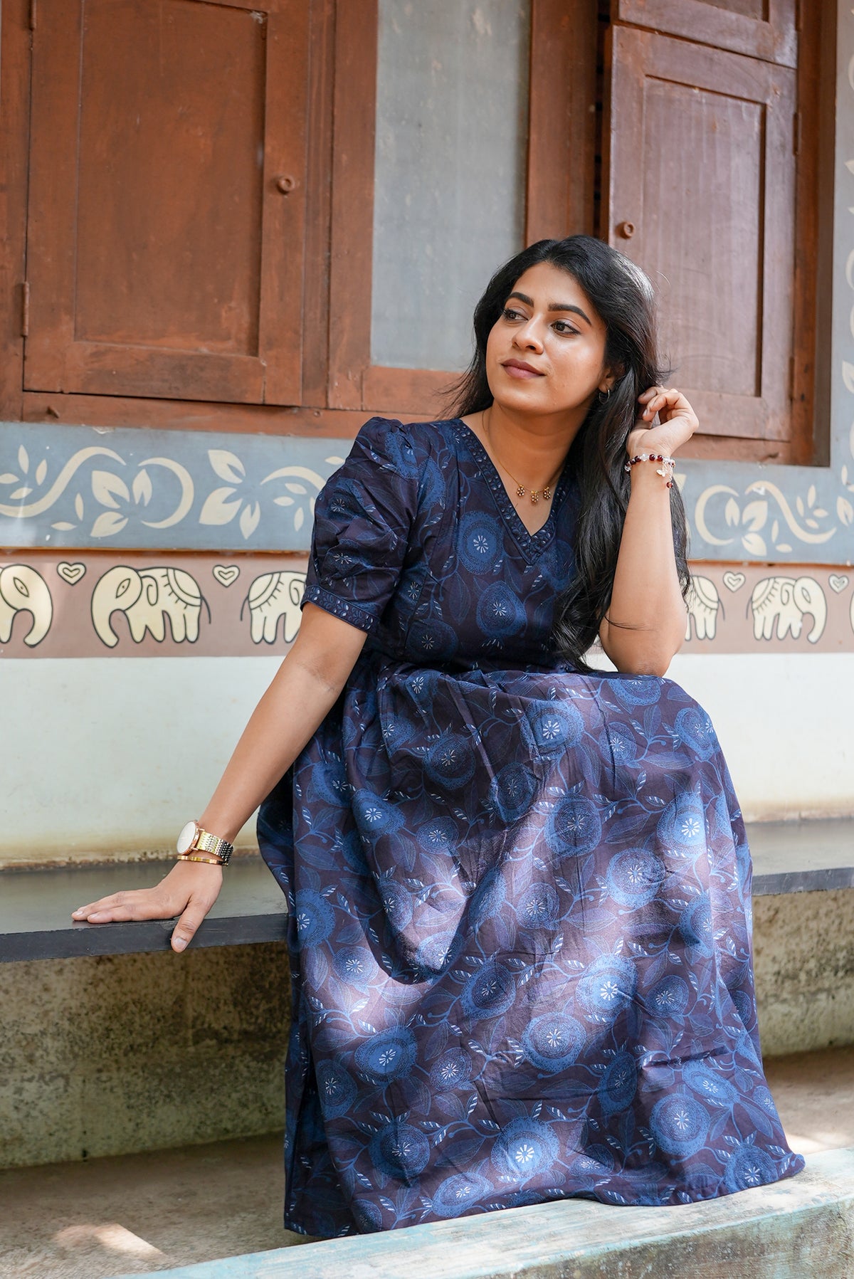 New Mangai Cotton Feeding MAXI Soft & Smooth Cotton | Invisible Vertical Feeding Zipper | Side Pockets | Back Adjustable Tie Rope |Casual & Maternity Wear (JFM)