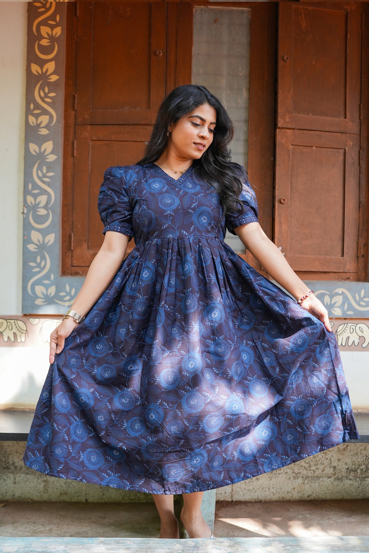 New Mangai Cotton Feeding MAXI Soft & Smooth Cotton | Invisible Vertical Feeding Zipper | Side Pockets | Back Adjustable Tie Rope |Casual & Maternity Wear (JFM)