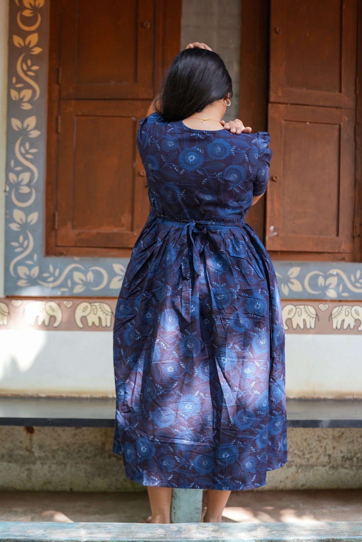 New Mangai Cotton Feeding MAXI Soft & Smooth Cotton | Invisible Vertical Feeding Zipper | Side Pockets | Back Adjustable Tie Rope |Casual & Maternity Wear (JFM)