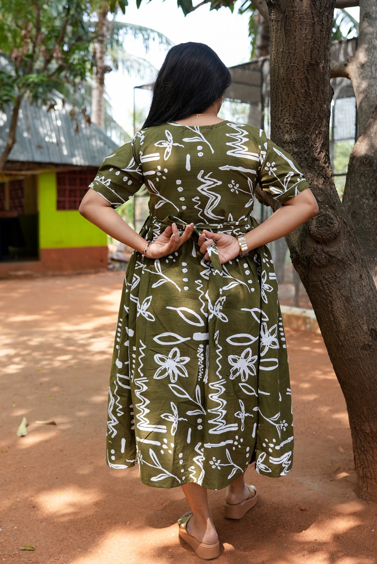 New Mangai Cotton Feeding MAXI Soft & Smooth Cotton | Invisible Vertical Feeding Zipper | Side Pockets | Back Adjustable Tie Rope |Casual & Maternity Wear (JFM)