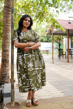 New Mangai Cotton Feeding MAXI Soft & Smooth Cotton | Invisible Vertical Feeding Zipper | Side Pockets | Back Adjustable Tie Rope |Casual & Maternity Wear (JFM)