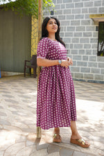 New Mangai Cotton Feeding MAXI Soft & Smooth Cotton | Invisible Vertical Feeding Zipper | Side Pockets | Back Adjustable Tie Rope |Casual & Maternity Wear (JFM)