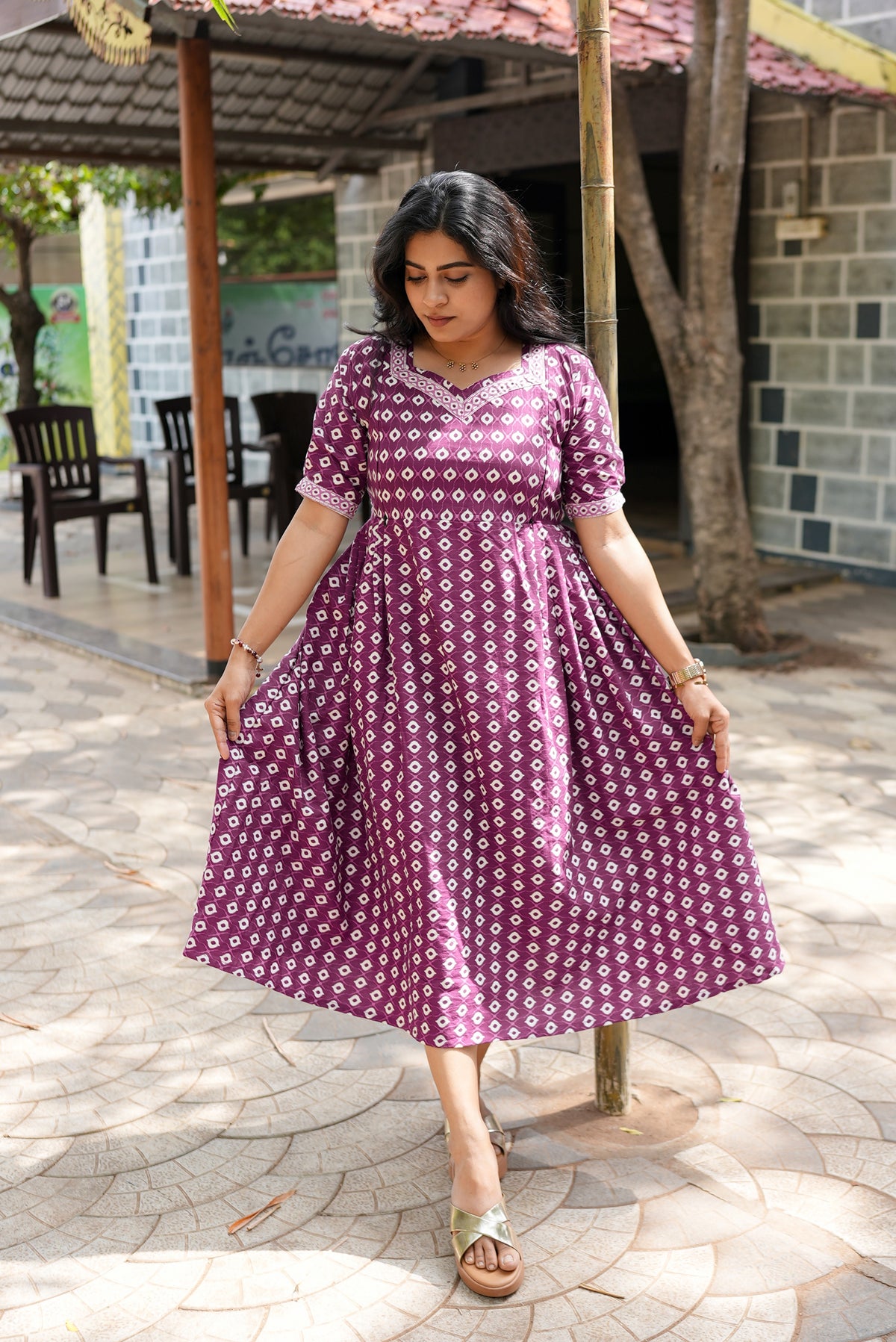 New Mangai Cotton Feeding MAXI Soft & Smooth Cotton | Invisible Vertical Feeding Zipper | Side Pockets | Back Adjustable Tie Rope |Casual & Maternity Wear (JFM)