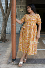 New Mangai Cotton Feeding MAXI Soft & Smooth Cotton | Invisible Vertical Feeding Zipper | Side Pockets | Back Adjustable Tie Rope |Casual & Maternity Wear (JFM)