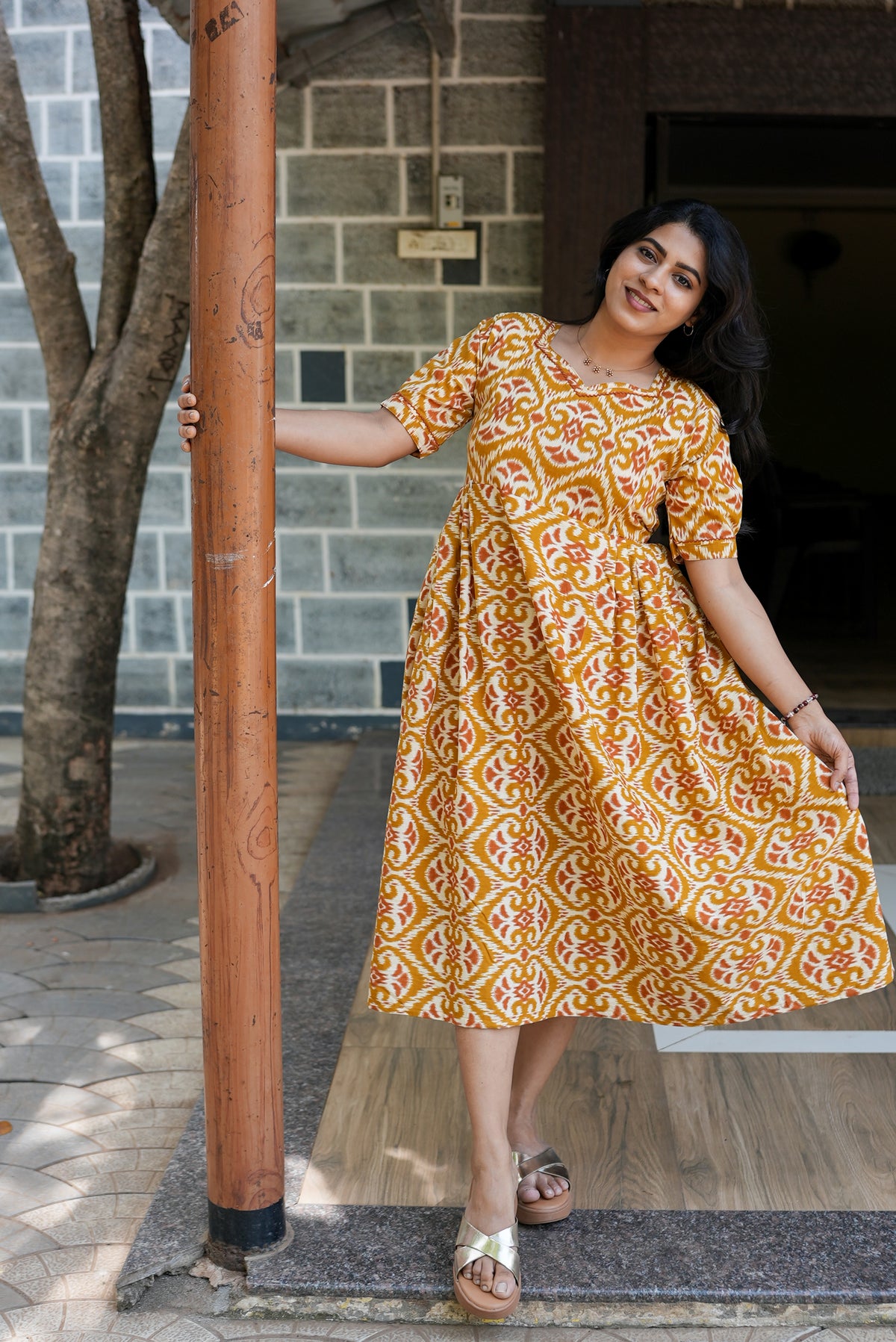 New Mangai Cotton Feeding MAXI Soft & Smooth Cotton | Invisible Vertical Feeding Zipper | Side Pockets | Back Adjustable Tie Rope |Casual & Maternity Wear (JFM)