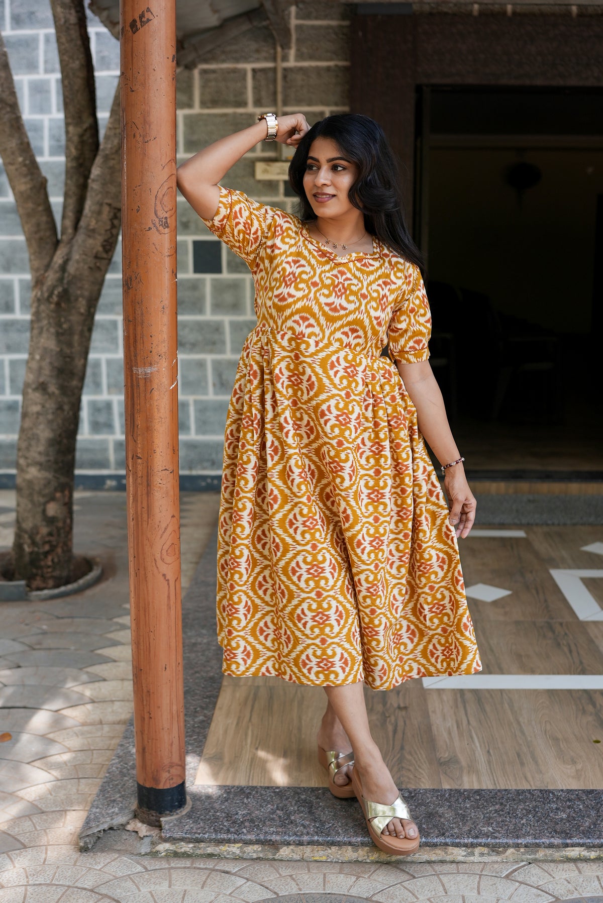 New Mangai Cotton Feeding MAXI Soft & Smooth Cotton | Invisible Vertical Feeding Zipper | Side Pockets | Back Adjustable Tie Rope |Casual & Maternity Wear (JFM)