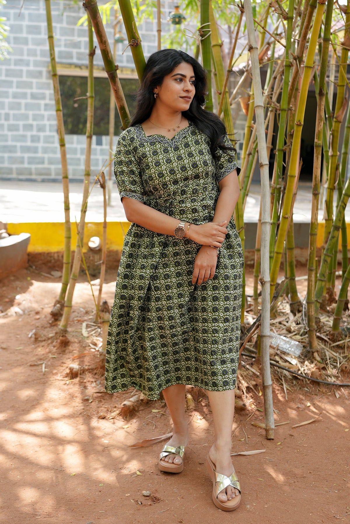 New Mangai Cotton Feeding MAXI Soft & Smooth Cotton | Invisible Vertical Feeding Zipper | Side Pockets | Back Adjustable Tie Rope |Casual & Maternity Wear (JFM)