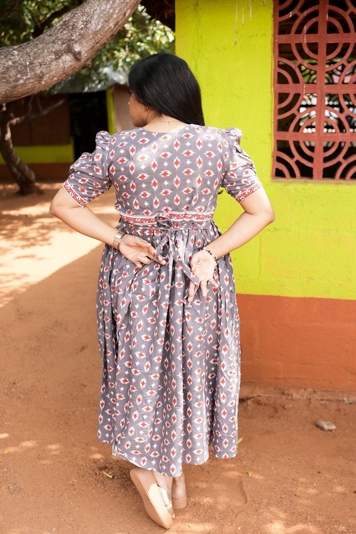 New Mangai Cotton Feeding MAXI Soft & Smooth Cotton | Invisible Vertical Feeding Zipper | Side Pockets | Back Adjustable Tie Rope |Casual & Maternity Wear (JFM)