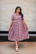 New Mangai Cotton Feeding MAXI Soft & Smooth Cotton | Invisible Vertical Feeding Zipper | Side Pockets | Back Adjustable Tie Rope |Casual & Maternity Wear (JFM)