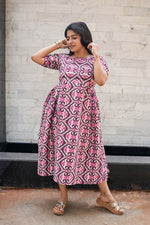 New Mangai Cotton Feeding MAXI Soft & Smooth Cotton | Invisible Vertical Feeding Zipper | Side Pockets | Back Adjustable Tie Rope |Casual & Maternity Wear (JFM)