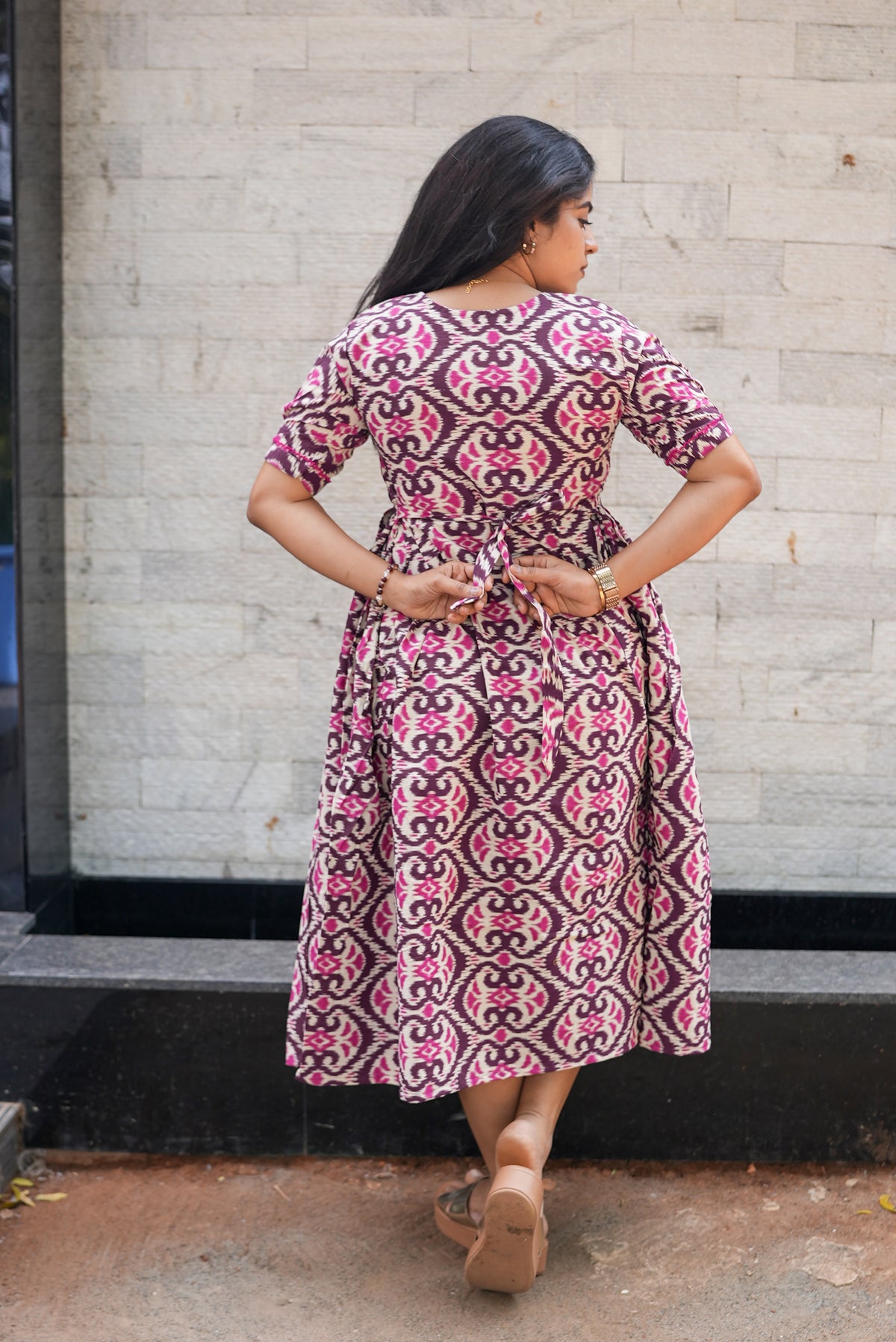 New Mangai Cotton Feeding MAXI Soft & Smooth Cotton | Invisible Vertical Feeding Zipper | Side Pockets | Back Adjustable Tie Rope |Casual & Maternity Wear (JFM)