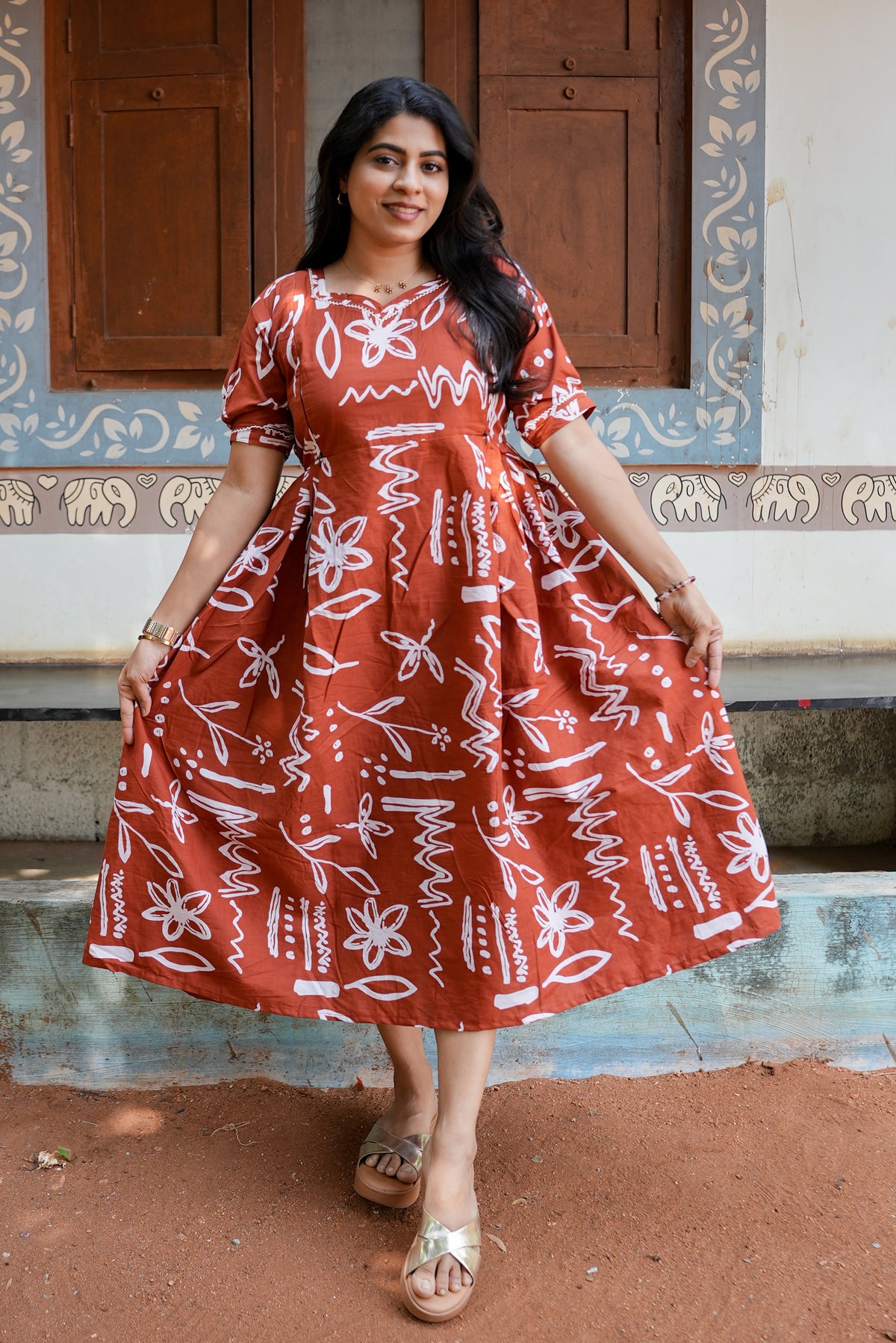 New Mangai Cotton Feeding MAXI Soft & Smooth Cotton | Invisible Vertical Feeding Zipper | Side Pockets | Back Adjustable Tie Rope |Casual & Maternity Wear (JFM)