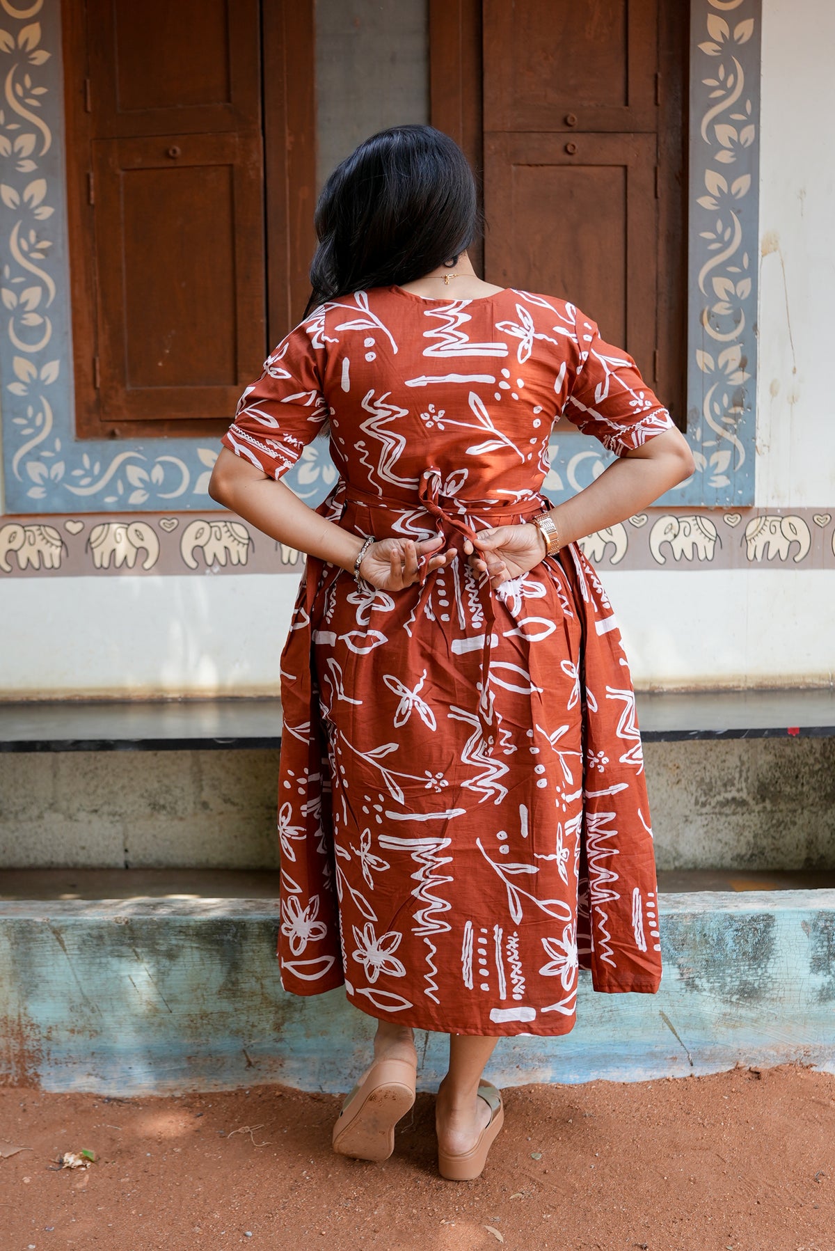 New Mangai Cotton Feeding MAXI Soft & Smooth Cotton | Invisible Vertical Feeding Zipper | Side Pockets | Back Adjustable Tie Rope |Casual & Maternity Wear (JFM)