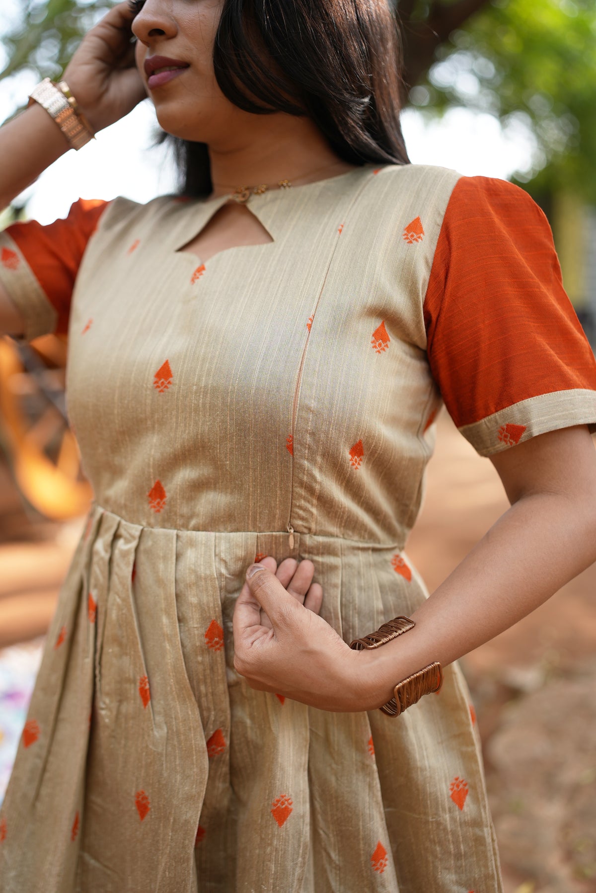 MANGAI New Festive Maternity Wear | Invisible Feeding Zipper | Side Pocket | Adjustable Back Tie Rope | Long Top Casual Wear (MFW)