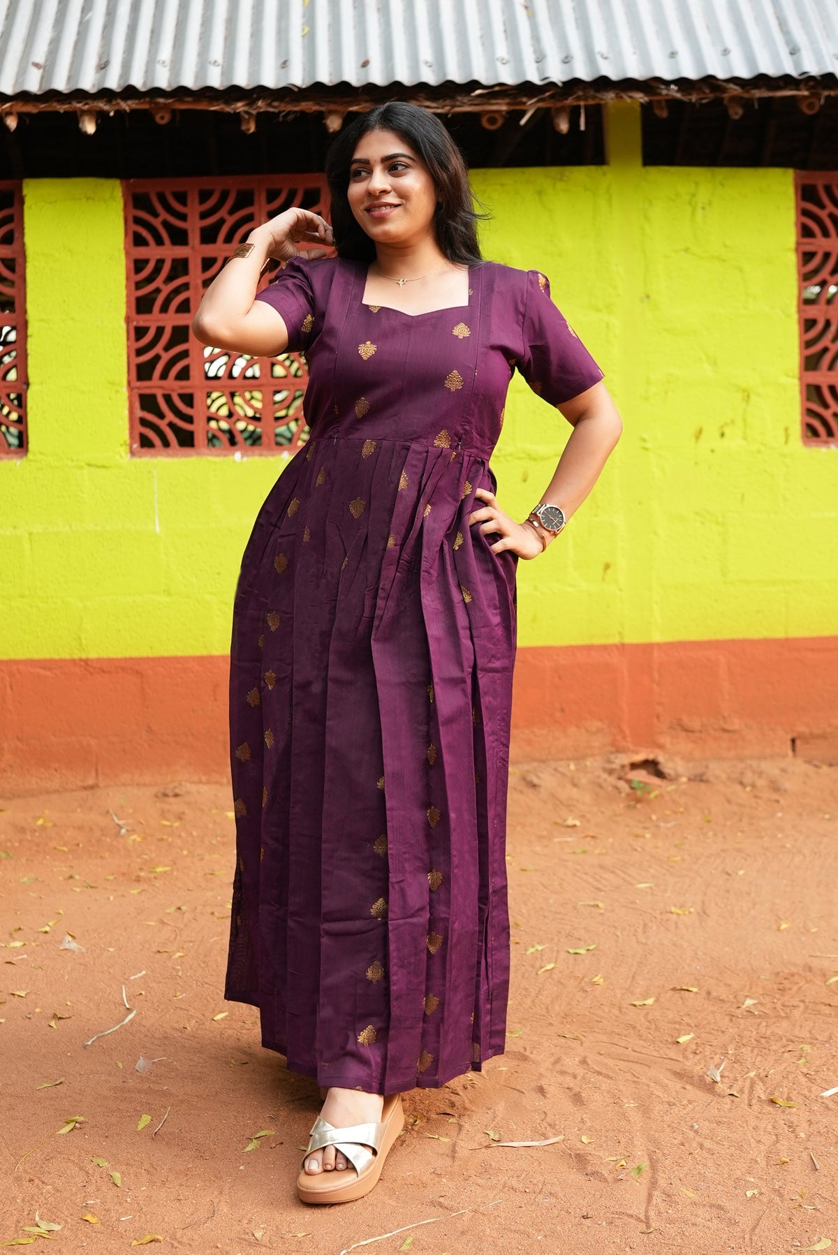 MANGAI New Festive Maternity Wear | Invisible Feeding Zipper | Side Pocket | Adjustable Back Tie Rope | Long Top Casual Wear (MFW)