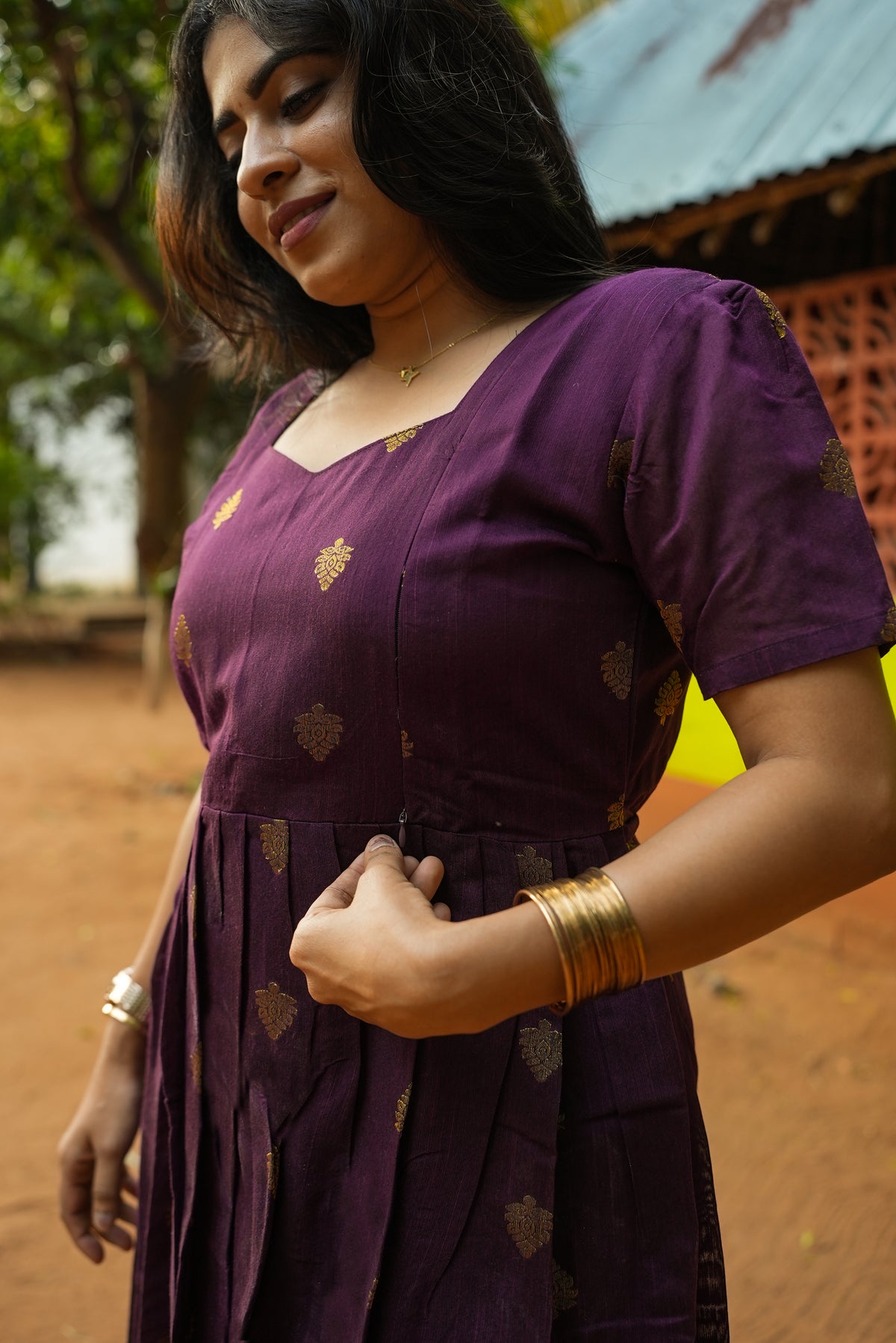 MANGAI New Festive Maternity Wear | Invisible Feeding Zipper | Side Pocket | Adjustable Back Tie Rope | Long Top Casual Wear (MFW)