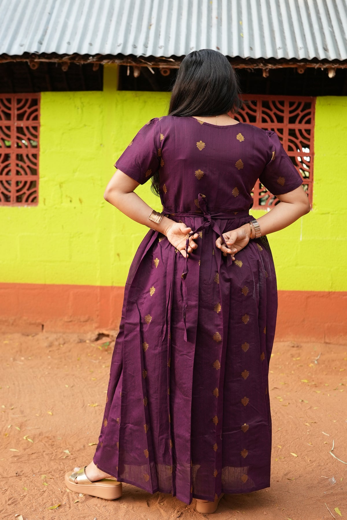 MANGAI New Festive Maternity Wear | Invisible Feeding Zipper | Side Pocket | Adjustable Back Tie Rope | Long Top Casual Wear (MFW)