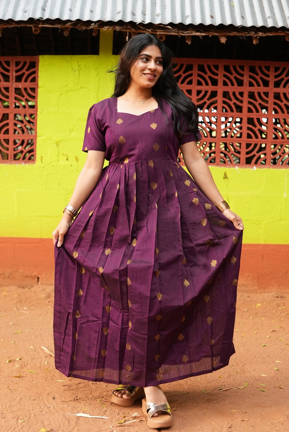 MANGAI New Festive Maternity Wear | Invisible Feeding Zipper | Side Pocket | Adjustable Back Tie Rope | Long Top Casual Wear (MFW)