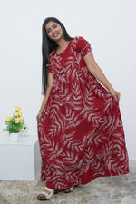 MANGAI Rayon Frock Nighties | Front Open Lengthy Zipper Comforts Feeding | Fancy Double Layered Sleeve's | Post & Pre Pregnancy's and Casual Wear | Side Pocket |Versatile Rayon Frock Night Gown's for Stylish Women's (RPW)
