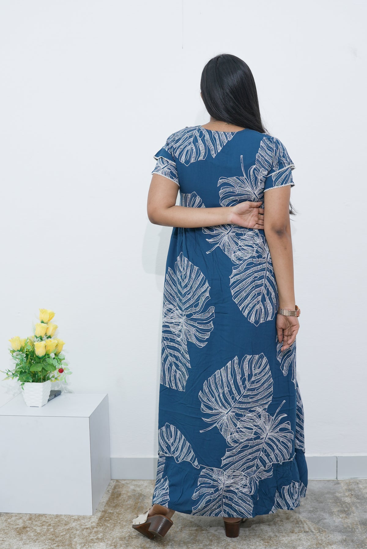 MANGAI Rayon Frock Nighties | Front Open Lengthy Zipper Comforts Feeding | Fancy Double Layered Sleeve's | Post & Pre Pregnancy's and Casual Wear | Side Pocket |Versatile Rayon Frock Night Gown's for Stylish Women's (RPW)