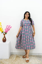 New Mangai Cotton Feeding MAXI Soft & Smooth Cotton | Invisible Vertical Feeding Zipper | Side Pockets | Back Adjustable Tie Rope |Casual & Maternity Wear (JFM)