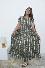 MANGAI Rayon Frock Nighties | Front Open Lengthy Zipper Comforts Feeding | Fancy Double Layered Sleeve's | Post & Pre Pregnancy's and Casual Wear | Side Pocket |Versatile Rayon Frock Night Gown's for Stylish Women's (RPW)