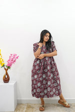 New Mangai Cotton Feeding MAXI Soft & Smooth Cotton | Invisible Vertical Feeding Zipper | Side Pockets | Back Adjustable Tie Rope |Casual & Maternity Wear (JFM)