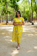 Radiant Fuchsia Lily Rayon Foil Maxi Frock – Butterfly Frill Sleeve Summer Dress with Adjustable Tie Waist & Pockets - Foil Embellished Design MAXI Frock