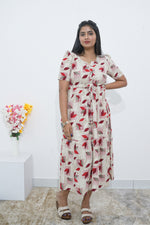 Rayon Colourful Foil Printing Gathering Frock Model Nighties | Side Pocket and Gathering Front Rope | Fancy Sleeve & Maxi Frock Nightwear for Stylish Women's (FGF)