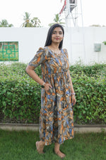 Rayon Colourful Foil Printing Gathering Frock Model Nighties | Side Pocket and Gathering Front Rope | Fancy Sleeve & Maxi Frock Nightwear for Stylish Women's (FGF)