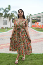 Rayon Colourful Foil Printing Gathering Frock Model Nighties | Side Pocket and Gathering Front Rope | Fancy Sleeve & Maxi Frock Nightwear for Stylish Women's (FGF)