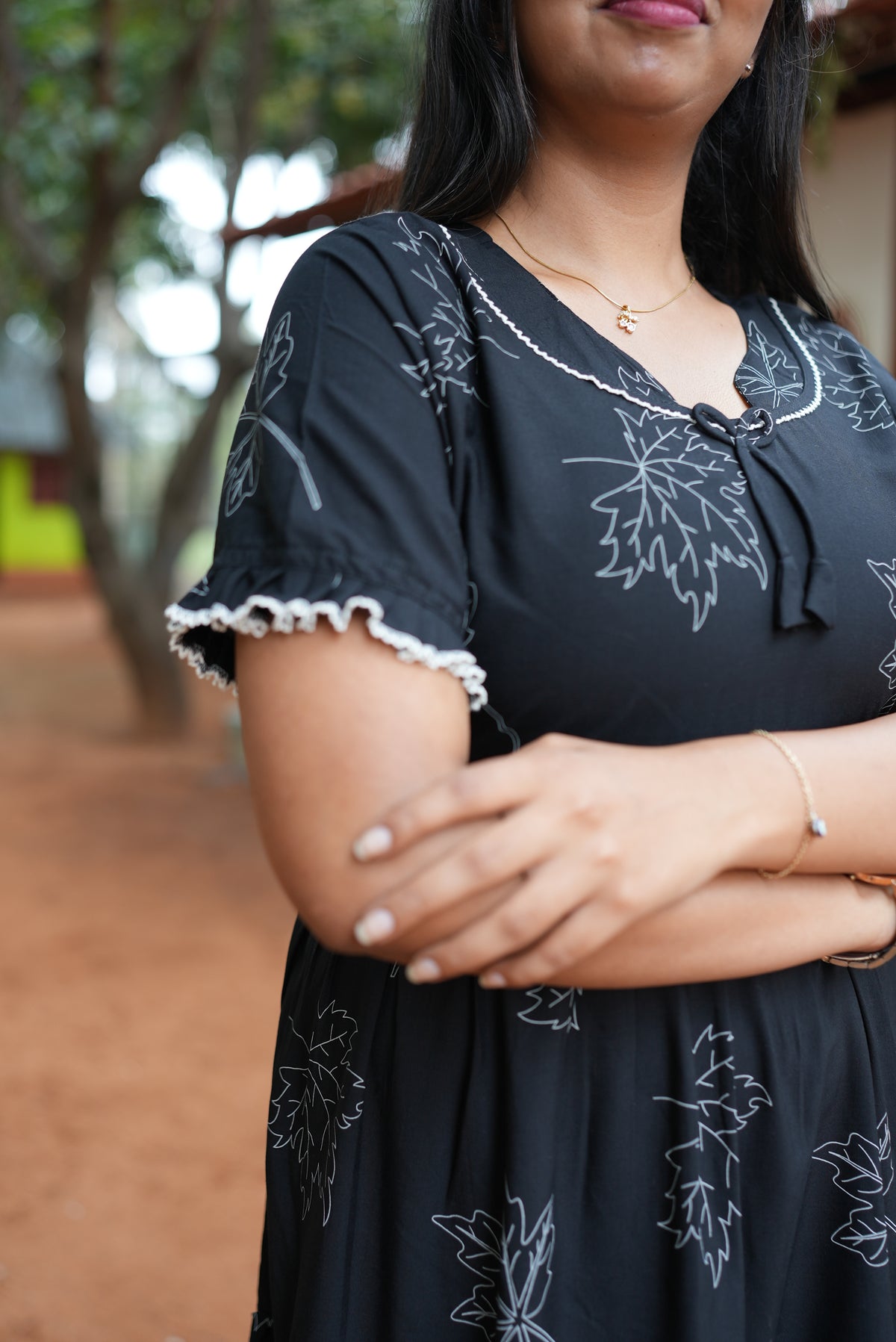 Mangai 3 Layer Flared Frock Model Nighties Soft and Smooth Premium Quality Rayon Material , Fancy Frilled Sleeve, Side Pocket , Back tie Rope , Stylish Collection's for Trendy Women's (MRK)