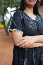 Mangai 3 Layer Flared Frock Model Nighties Soft and Smooth Premium Quality Rayon Material , Fancy Frilled Sleeve, Side Pocket , Back tie Rope , Stylish Collection's for Trendy Women's (MRK)