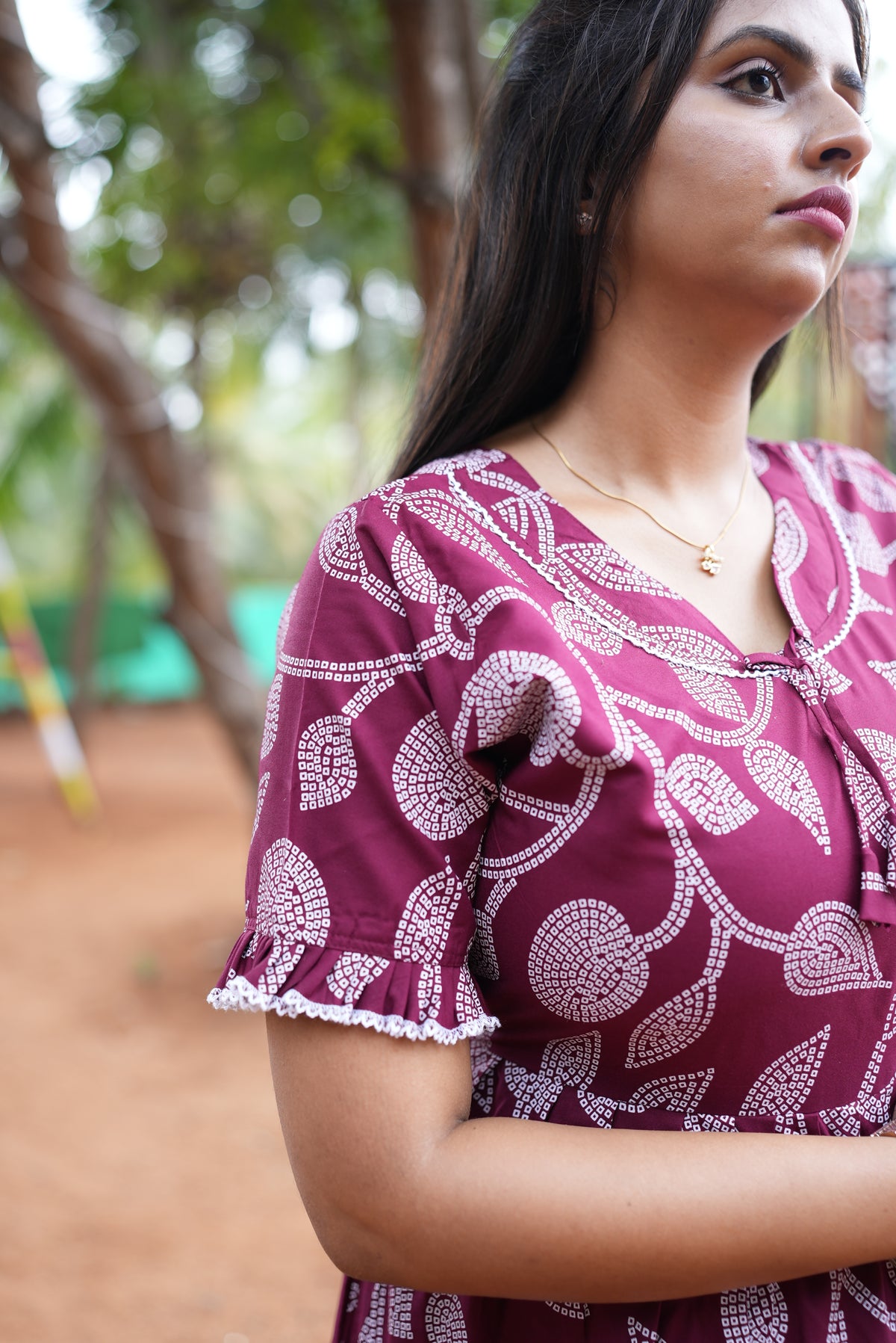 Mangai 3 Layer Flared Frock Model Nighties Soft and Smooth Premium Quality Rayon Material , Fancy Frilled Sleeve, Side Pocket , Back tie Rope , Stylish Collection's for Trendy Women's (MRK)