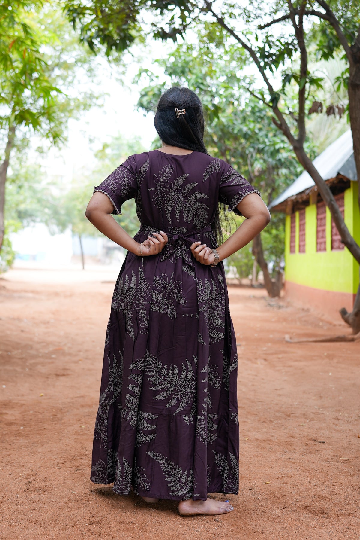 Mangai 3 Layer Flared Frock Model Nighties Soft and Smooth Premium Quality Rayon Material , Fancy Frilled Sleeve, Side Pocket , Back tie Rope , Stylish Collection's for Trendy Women's (MRK)