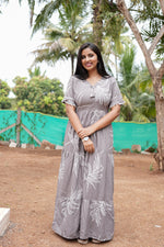 Mangai 3 Layer Flared Frock Model Nighties Soft and Smooth Premium Quality Rayon Material , Fancy Frilled Sleeve, Side Pocket , Back tie Rope , Stylish Collection's for Trendy Women's (MRK)