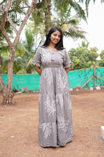 Mangai 3 Layer Flared Frock Model Nighties Soft and Smooth Premium Quality Rayon Material , Fancy Frilled Sleeve, Side Pocket , Back tie Rope , Stylish Collection's for Trendy Women's (MRK)